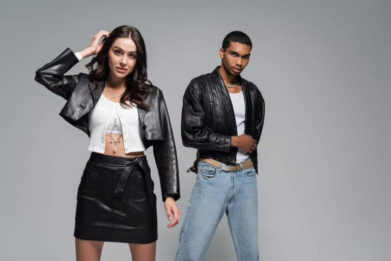 Stylish couple in leather jackets representing lifestyle and fashion advice.