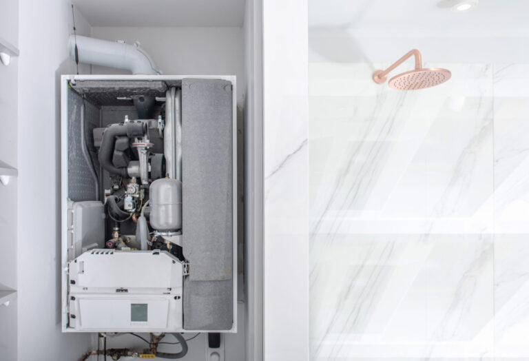 Broken gas heater next to shower cabin, home safety advice from Force Protection