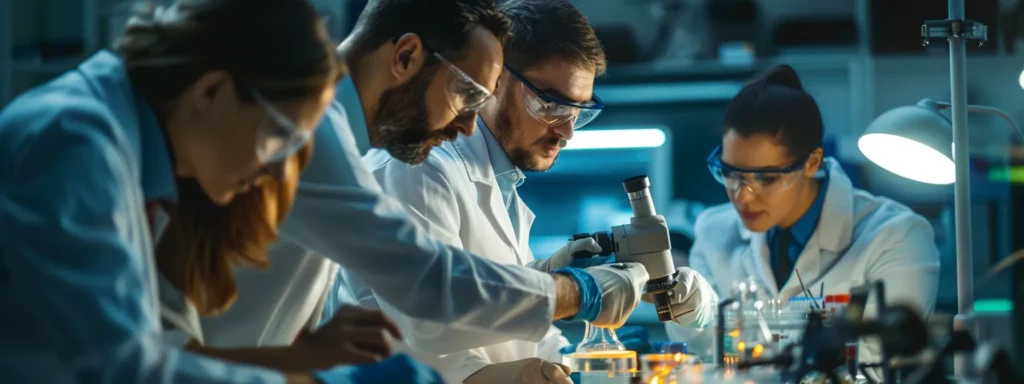 a group of business professionals inspecting and cleaning a thermal scope with focus on ensuring image clarity and functionality.
